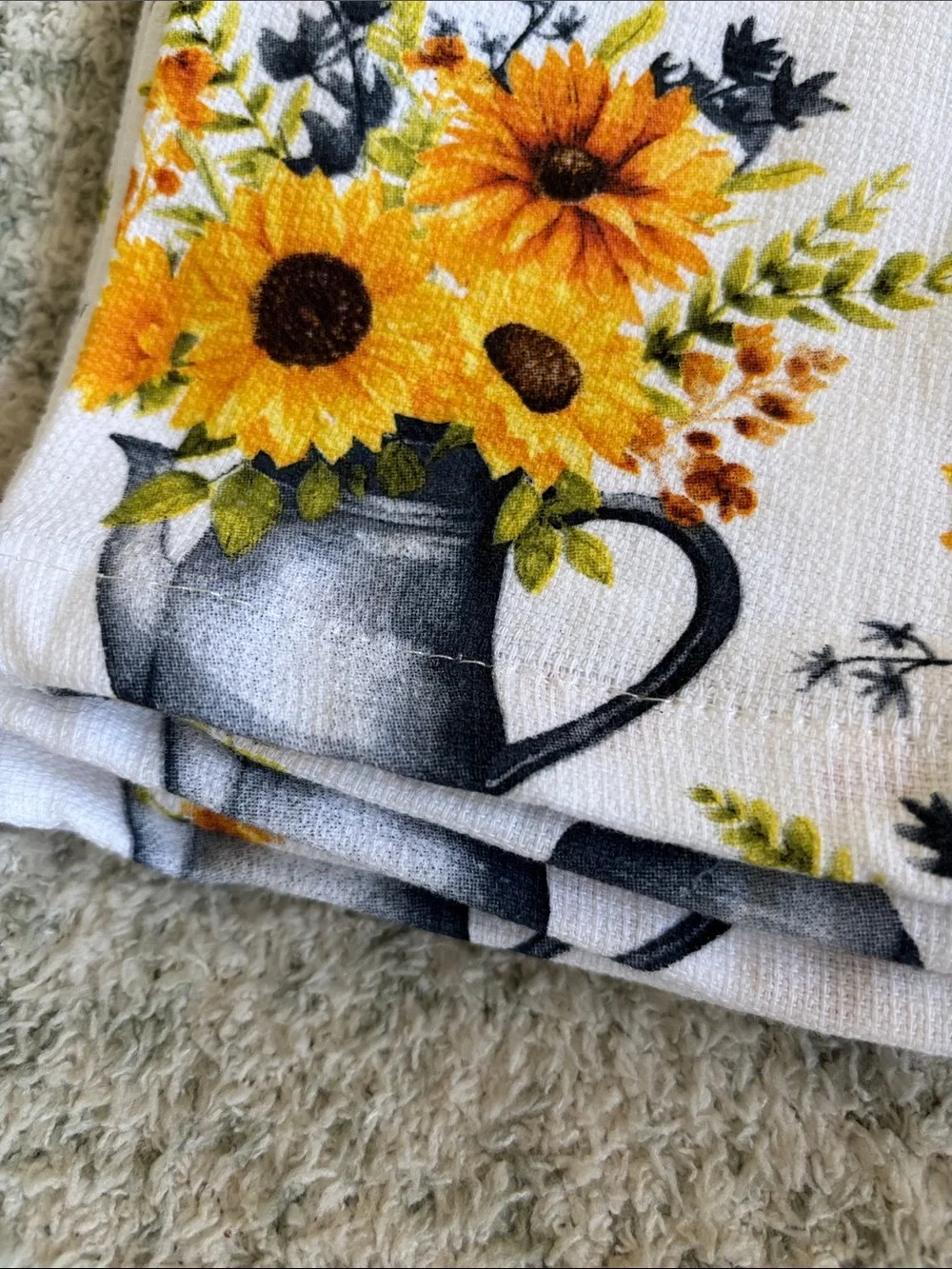 Harvest Sunflower Bouquet Kitchen Towels Set of 2 NWT Cotton 18x28”